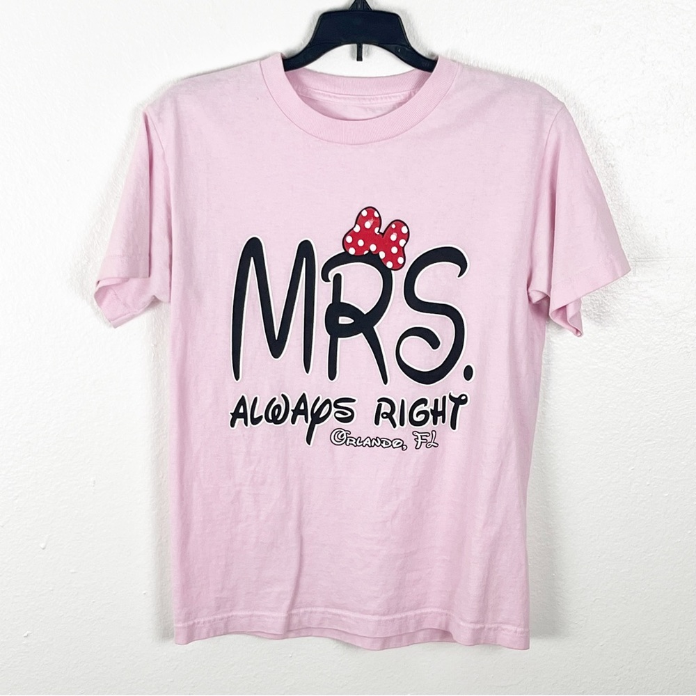 DISNEY WORLD Pink Minnie Mouse Bow Graphic Short Sleeve Tee Vacation Theme Parks